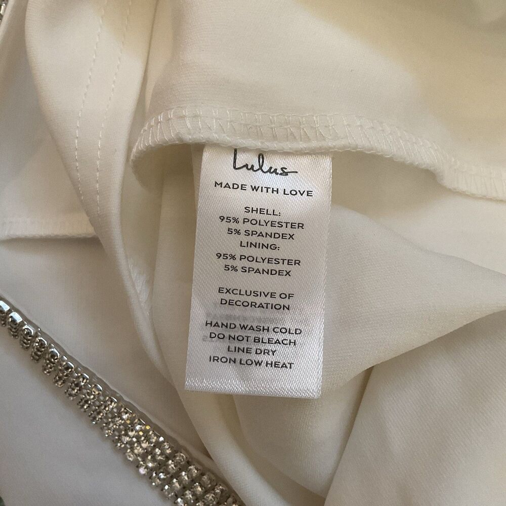 Lulus Glowing Allure Dress White Mini Bodycon Rhinestone Size S - Picture 12 of 12
